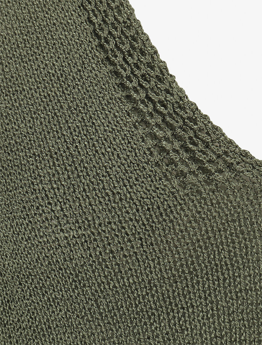 Pull en maille à manches courtes - Kaki - 3