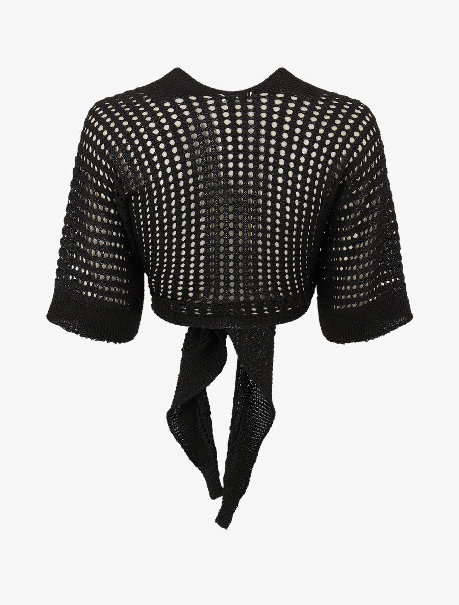 Gilet ajouré à nouer - Noir - 2