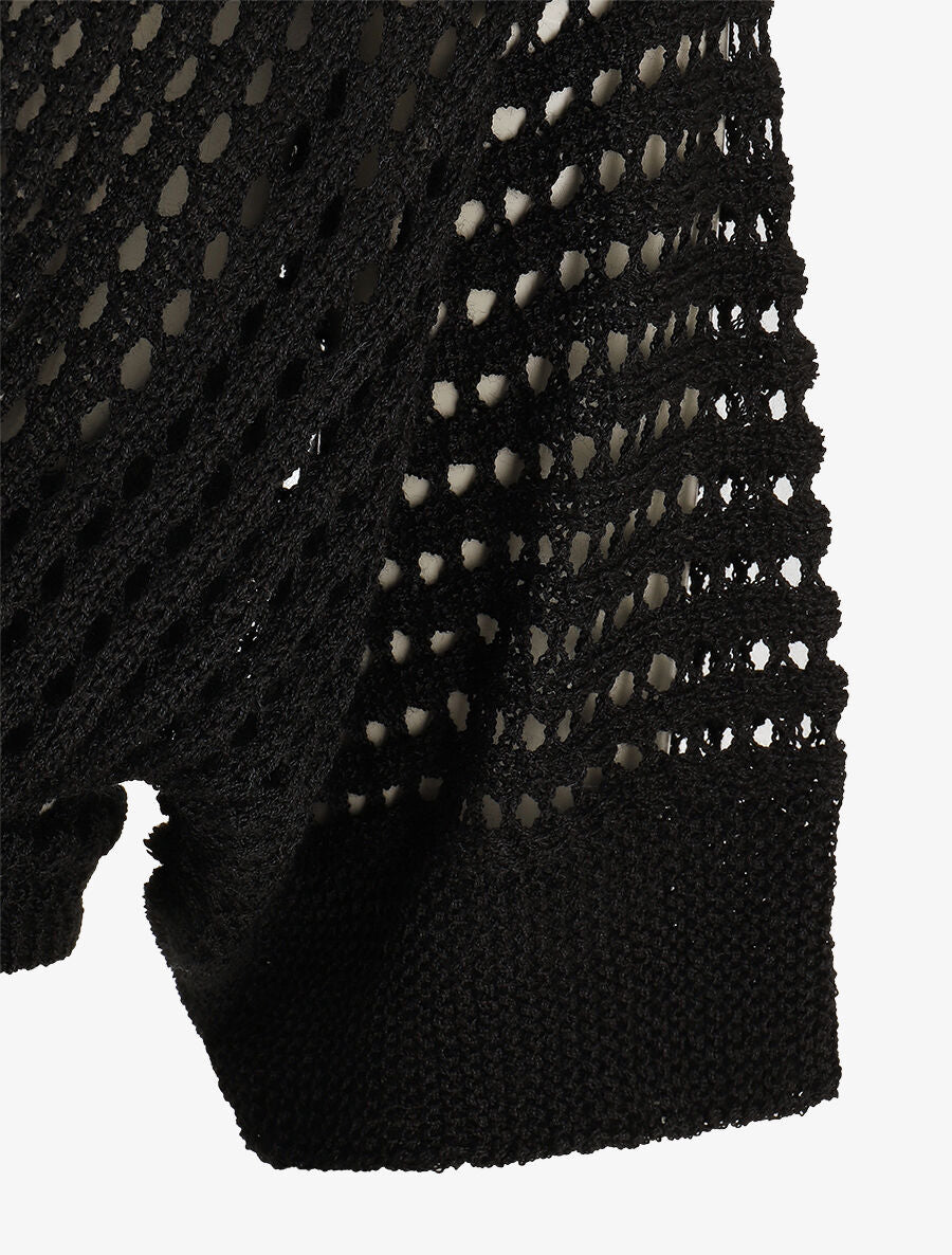 Gilet ajouré à nouer - Noir - 3