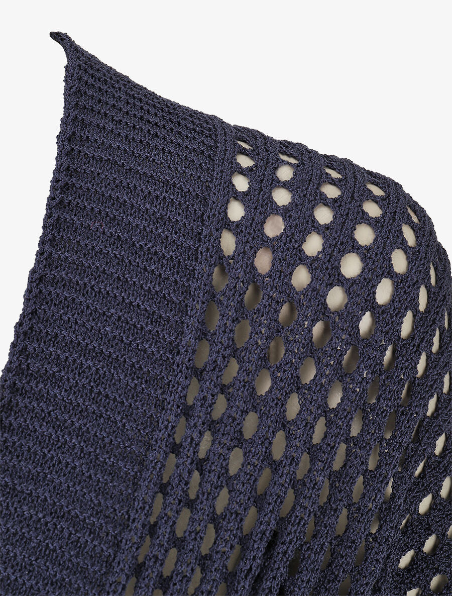 Gilet ajouré à nouer - Marine - 3