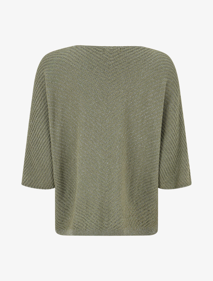 Pull fin irisé à manches courtes - Kaki - 2