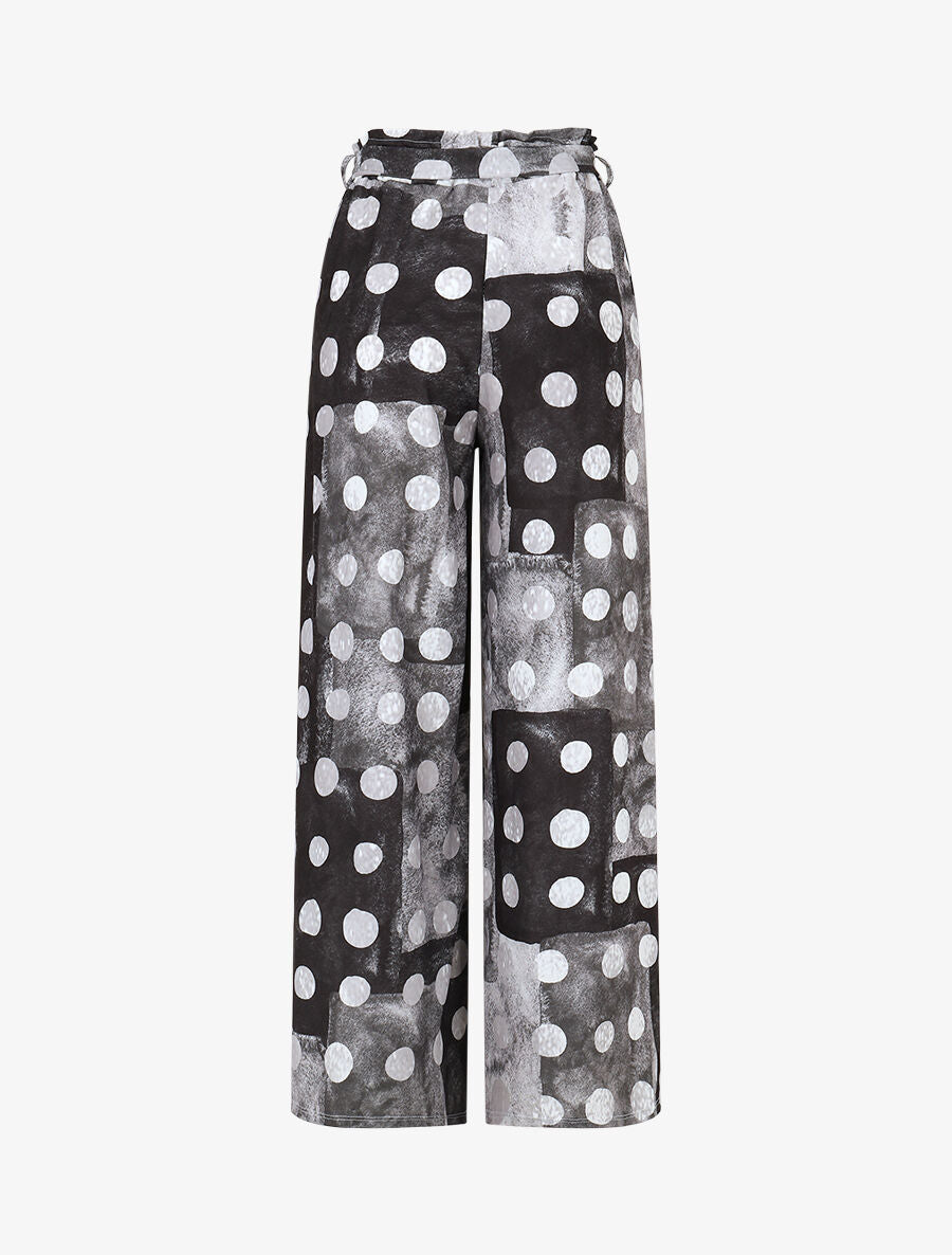 Pantalon fluide à imprimé cercles - Noir - 2