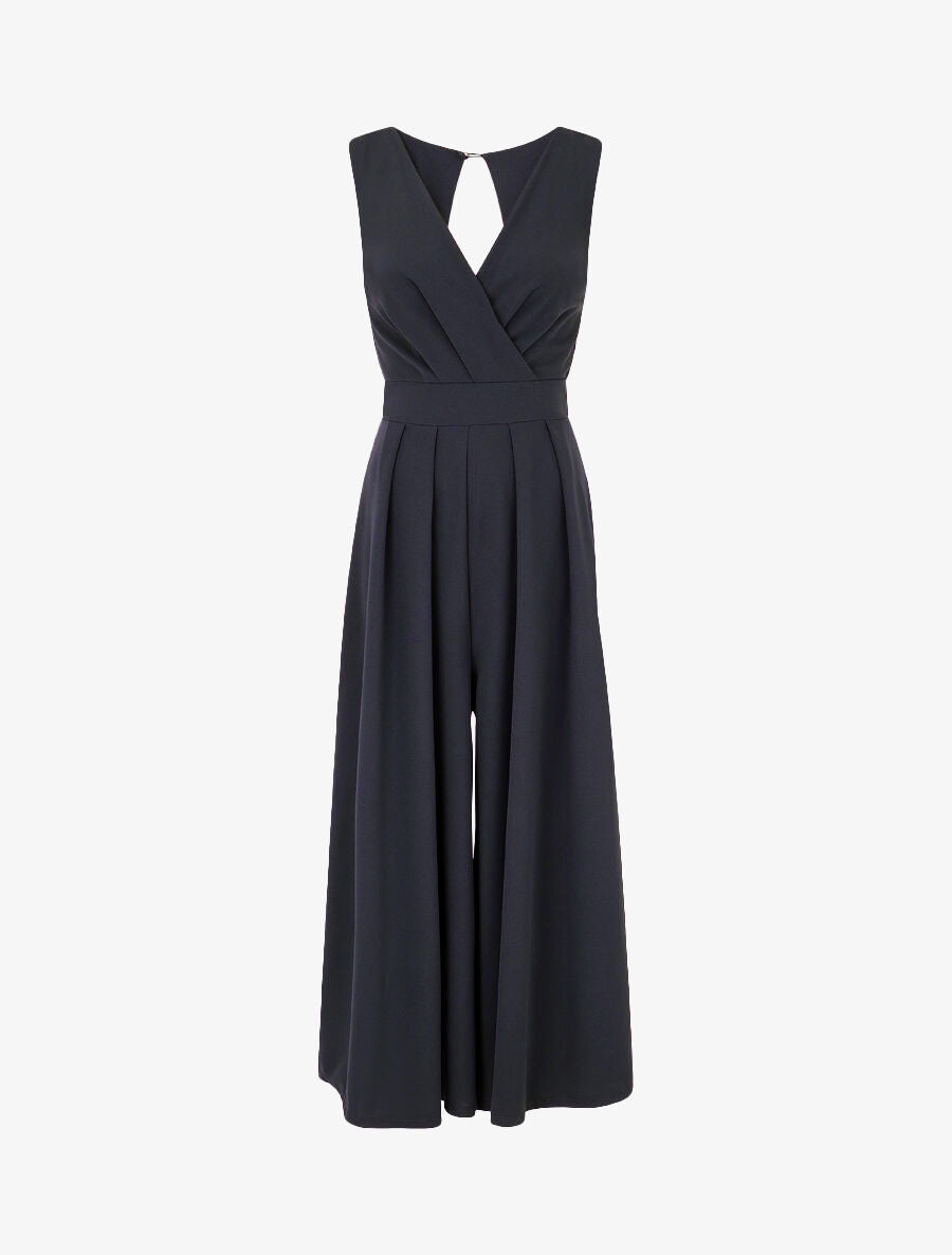 Combinaison unie dos ouvert - Marine - 1