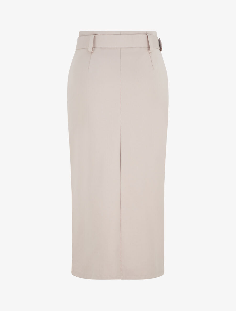 Jupe droite mi-longue unie - Beige - 2