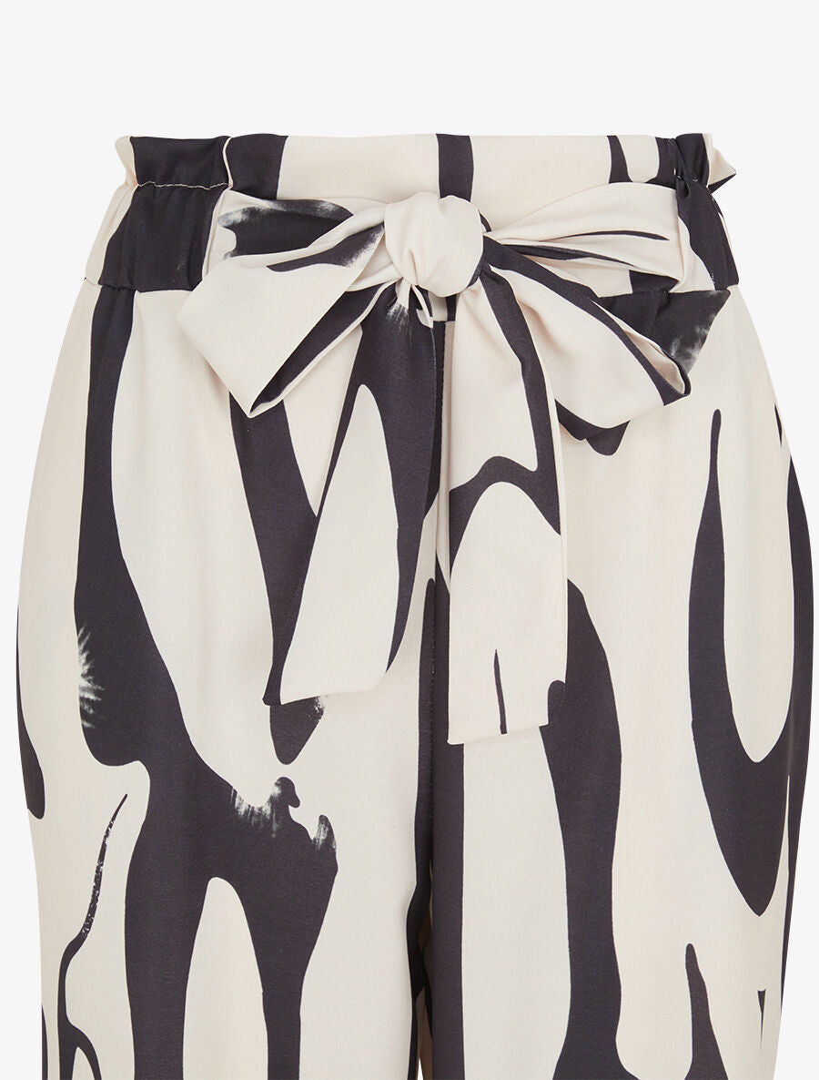 Pantalon fluide imprimé abstrait - Beige - 3