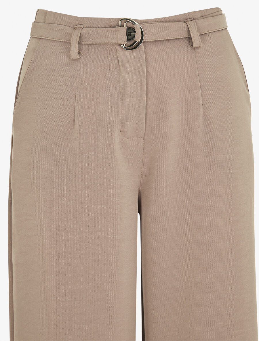 Pantalon ample taille haute uni - Taupe - 3
