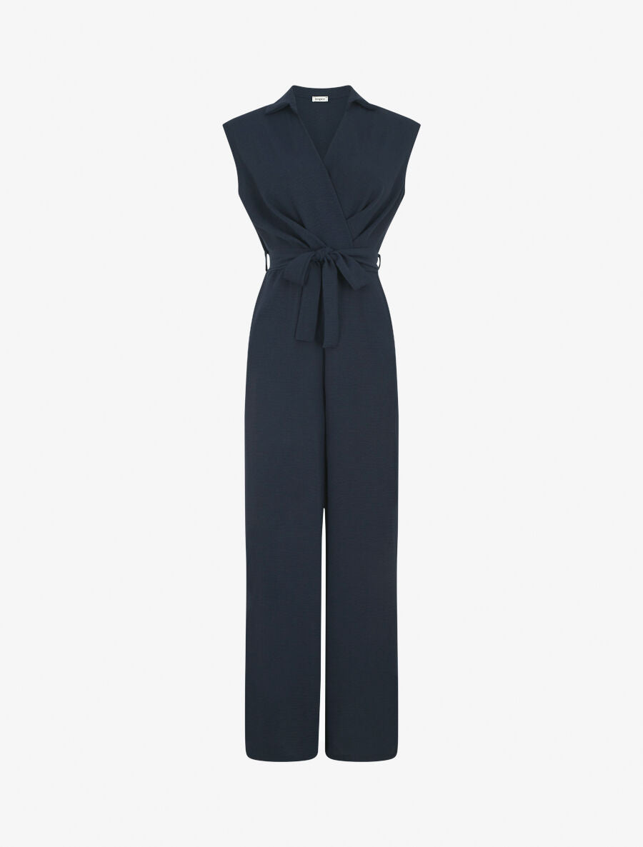 Combinaison sans manches unie coupe droite - Marine - 1