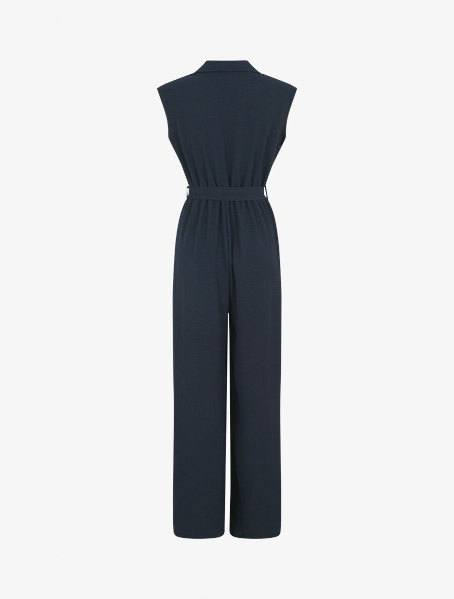 Combinaison sans manches unie coupe droite - Marine - 2