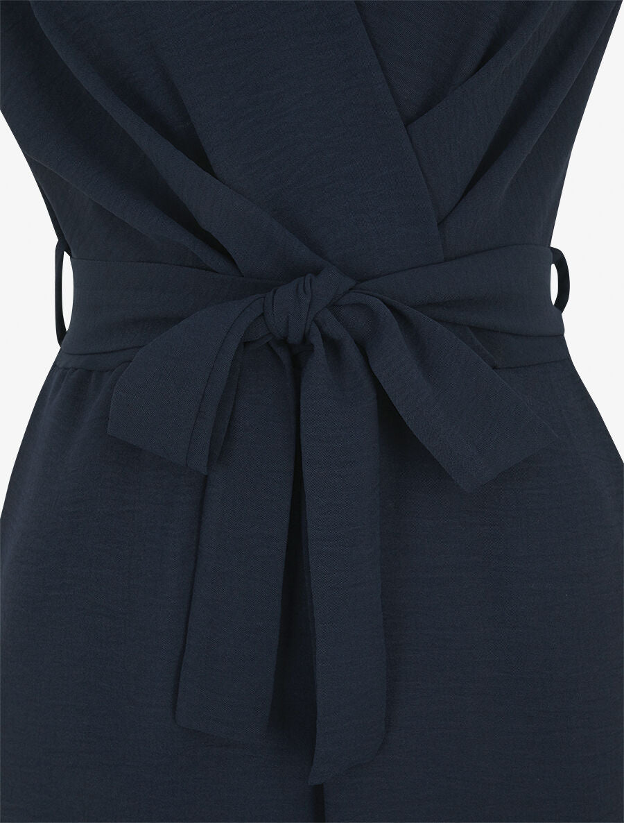 Combinaison sans manches unie coupe droite - Marine - 3