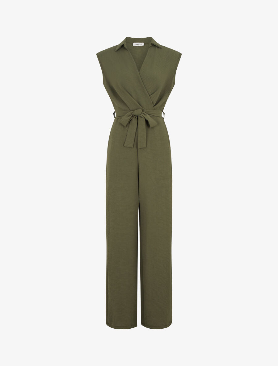 Combinaison sans manches unie coupe droite - Kaki - 4