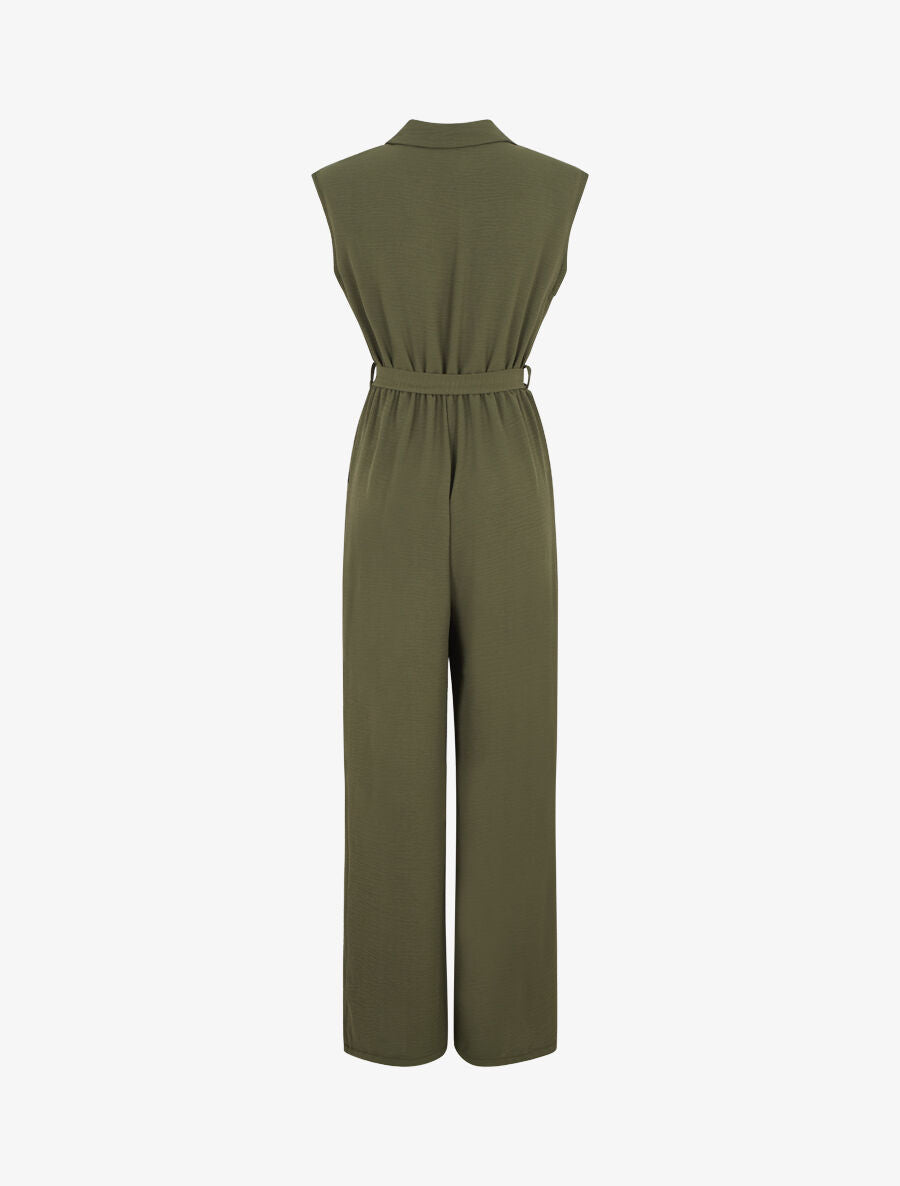 Combinaison sans manches unie coupe droite - Kaki - 2