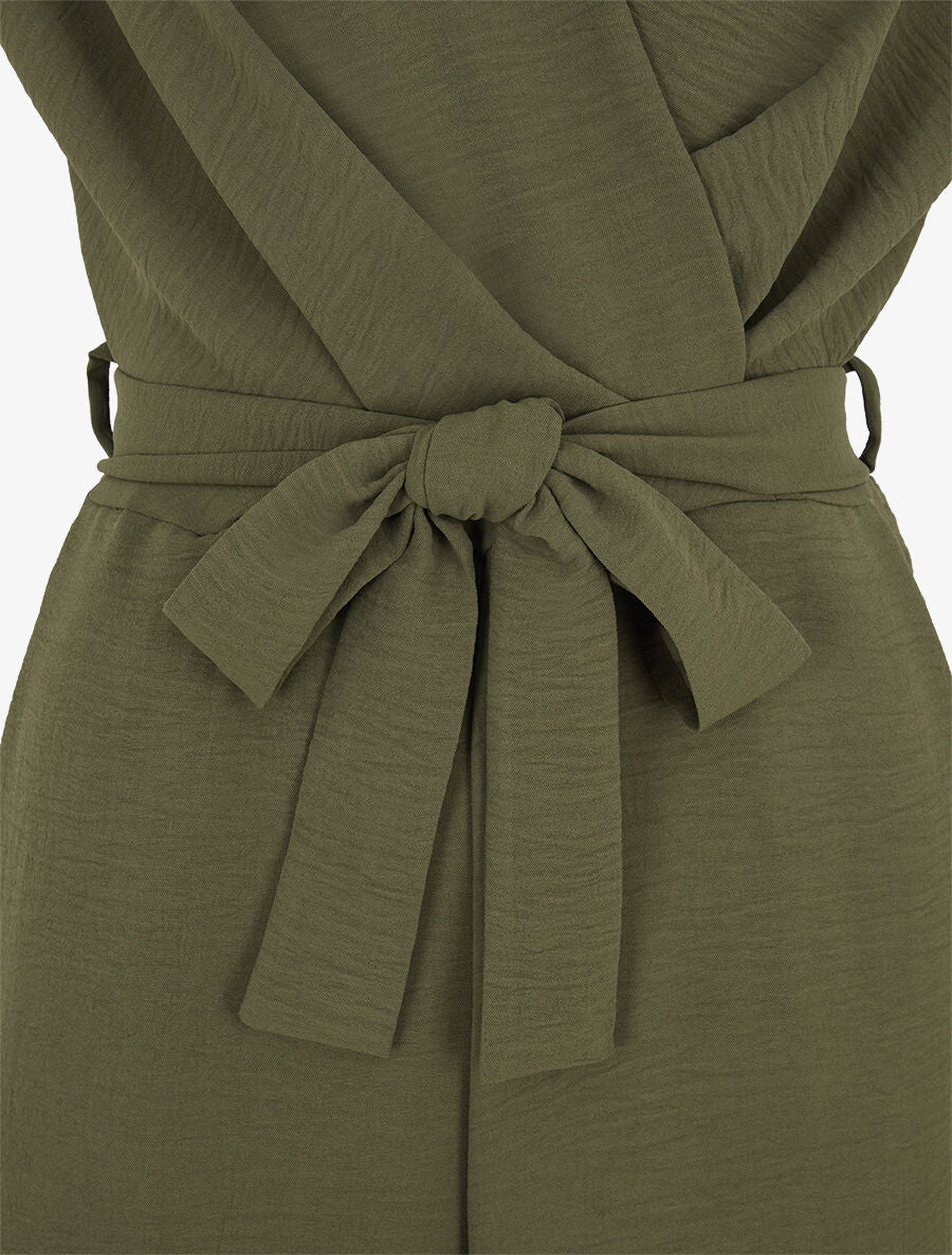 Combinaison sans manches unie coupe droite - Kaki - 3