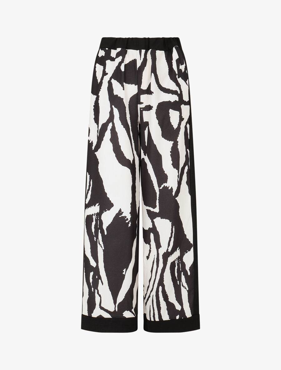 Pantalon droit taille haute imprimé graphique - Noir - 4