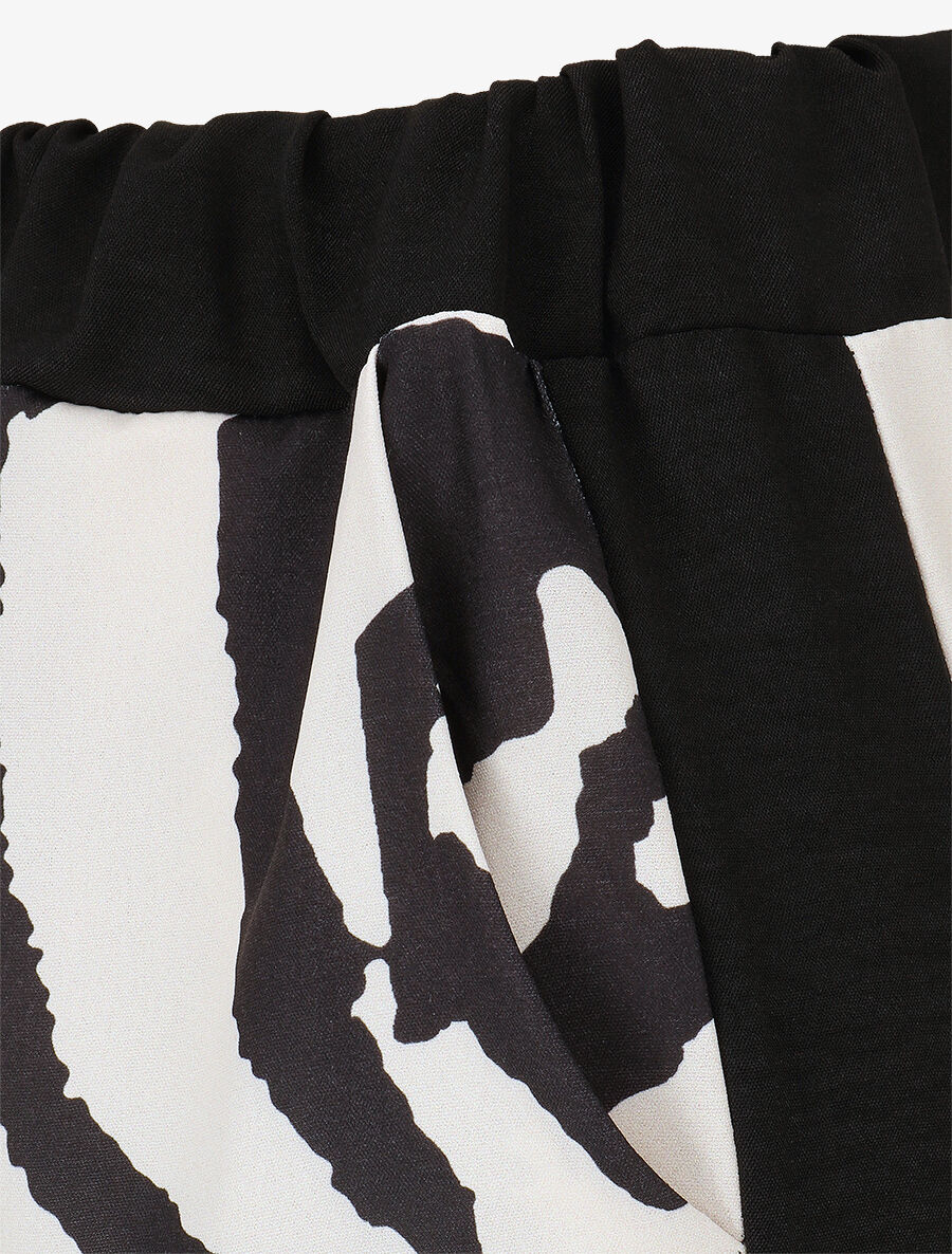 Pantalon droit taille haute imprimé graphique - Noir - 3