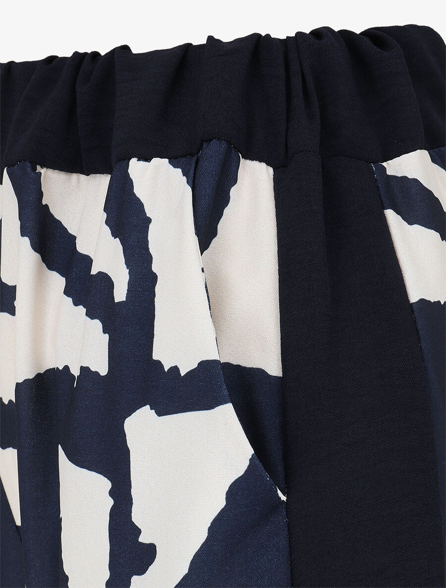 Pantalon droit taille haute imprimé graphique - Marine - 3