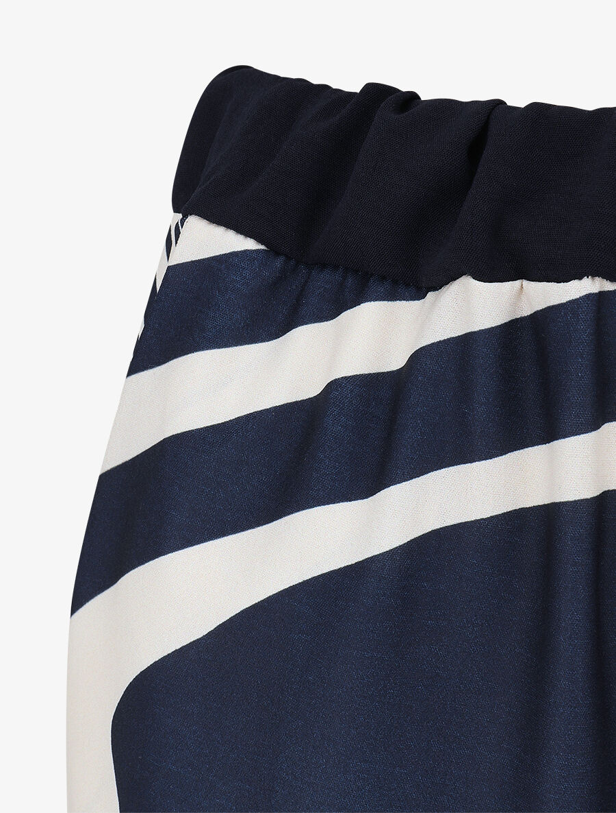 Pantalon droit taille haute imprimé fantaisie - Marine - 3