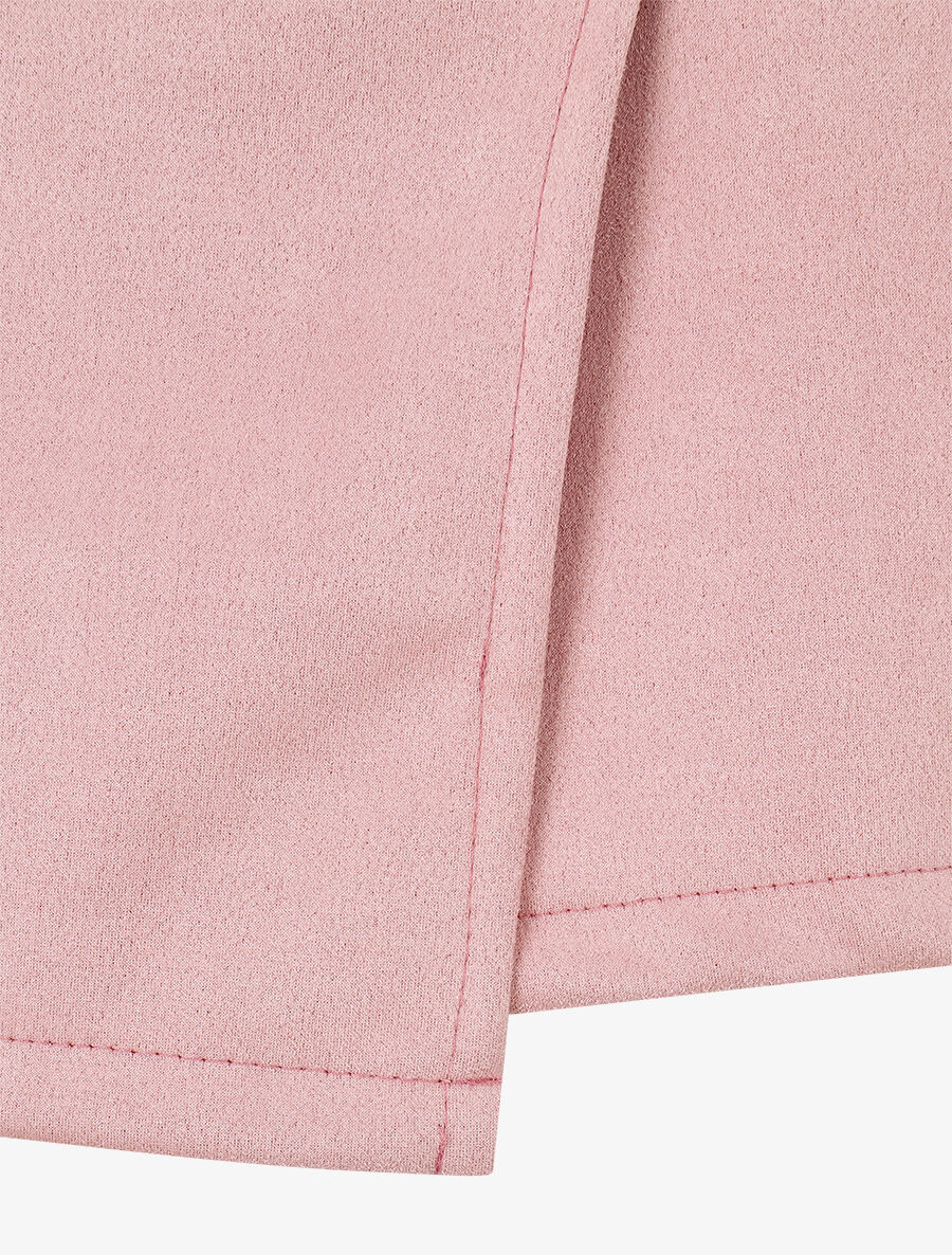 Jupe courte zippée en suédine - Rose - 3
