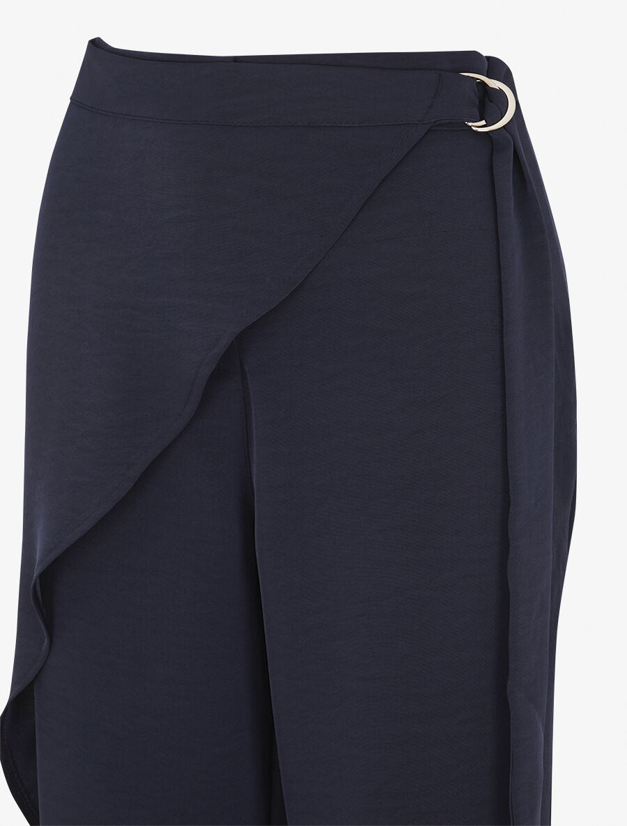 Pantalon fluide à pan drapé - Marine - 3