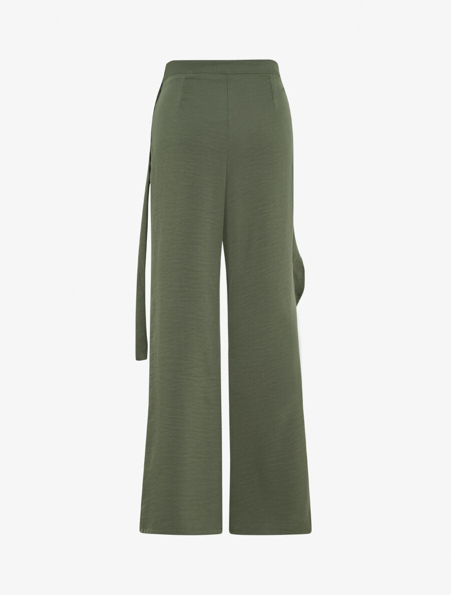 Pantalon fluide à pan drapé - Kaki - 2