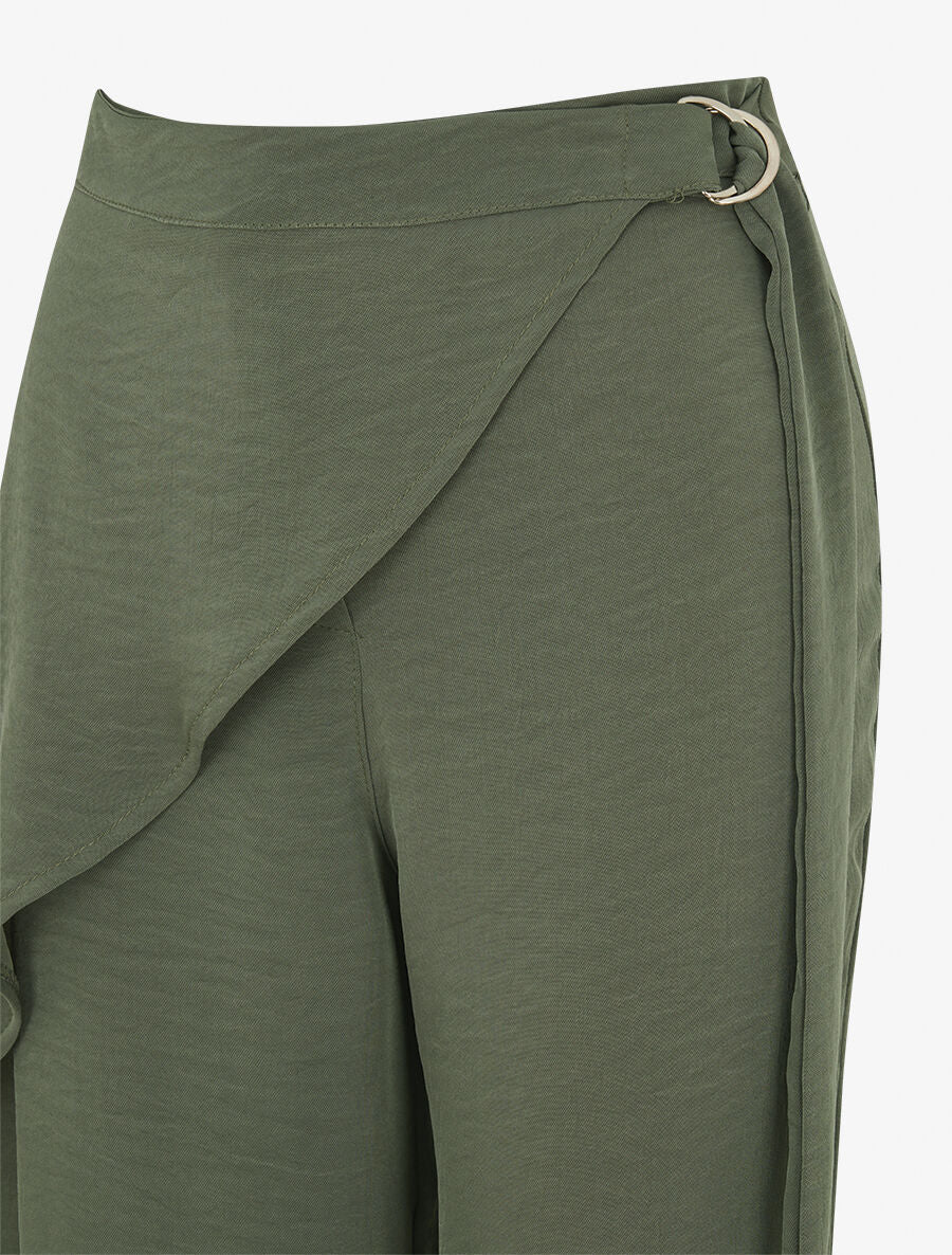 Pantalon fluide à pan drapé - Kaki - 3