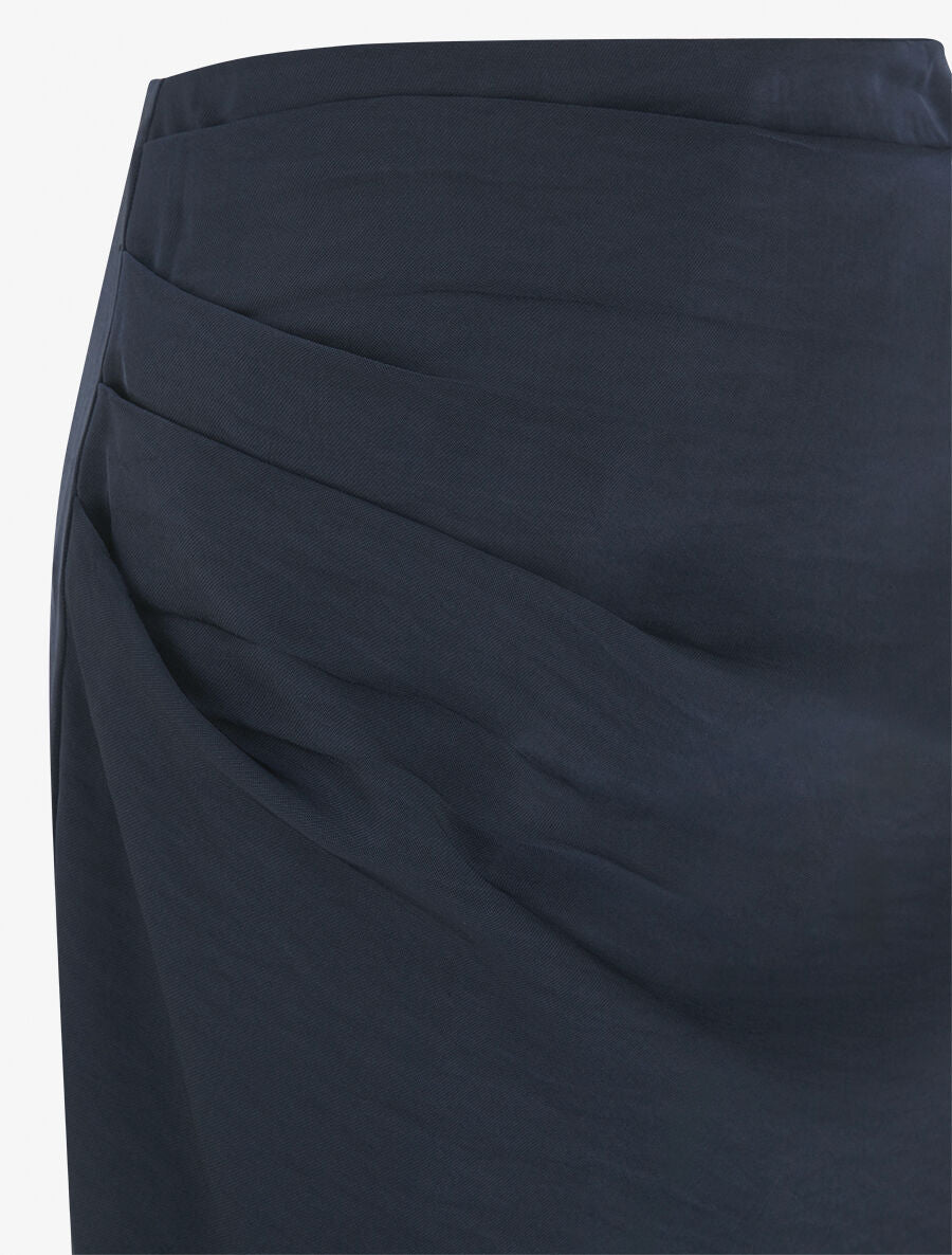 Jupe uni asymétrique effet drapé - Marine - 3