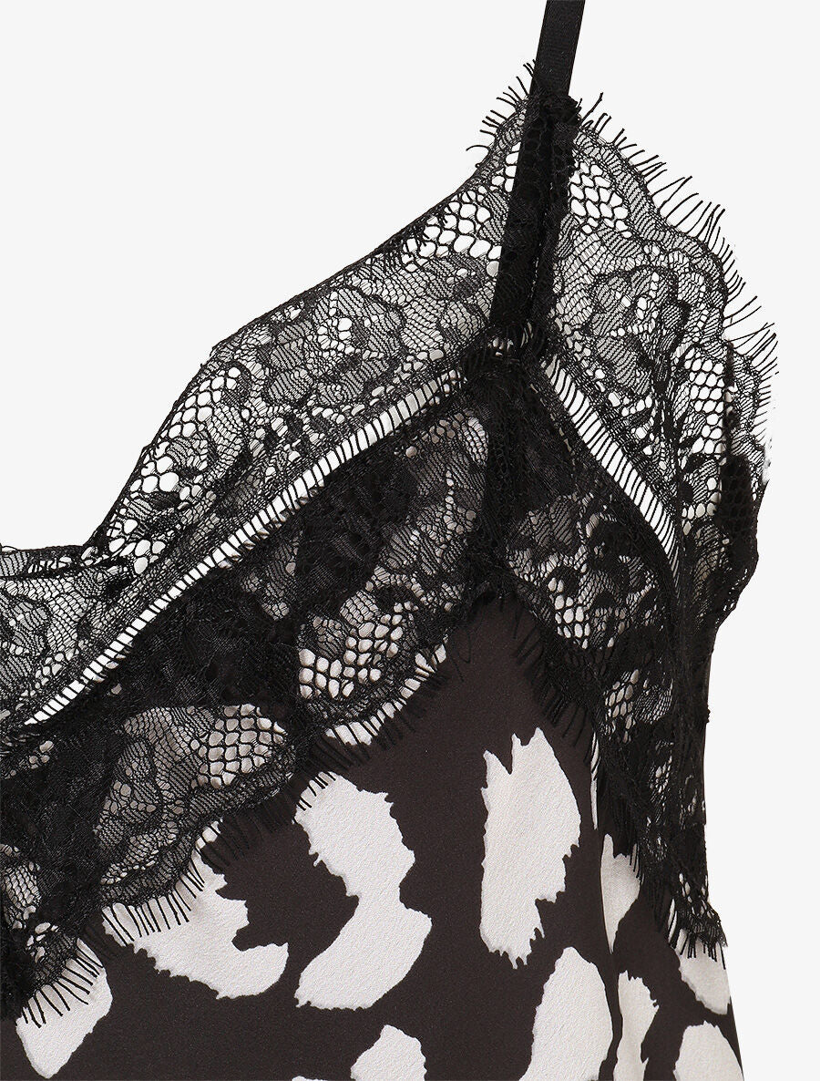 Caraco satiné imprimé léopard - Noir - 3