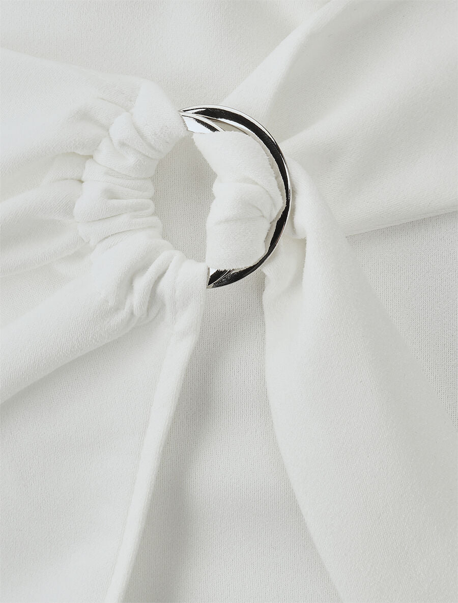 Jupe courte en suédine syle portefeuille - Blanc - 3