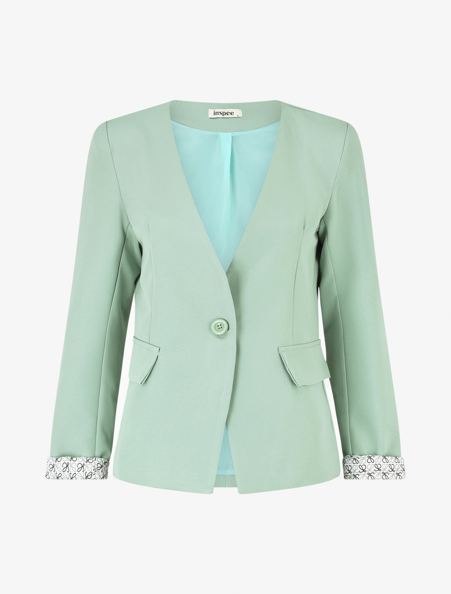 Blazer uni à 1 bouton - Vert clair - 1
