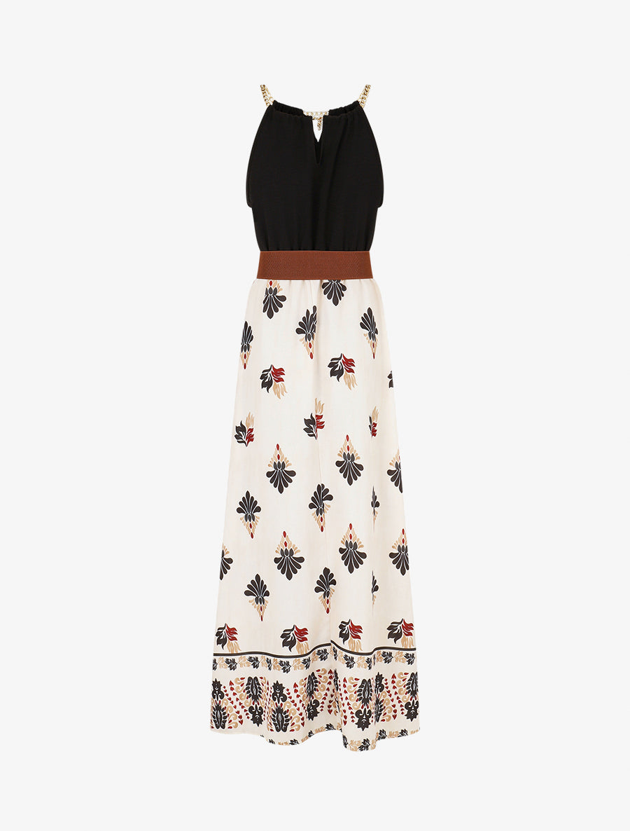 Robe imprimé ikat à bretelles en chaîne - Noir - 2