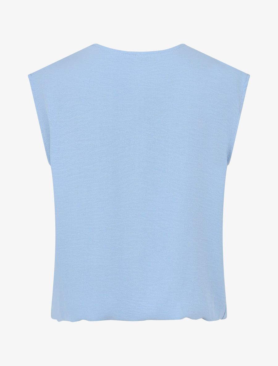 Top boule sans manches à col drapé - Bleu ciel - 2
