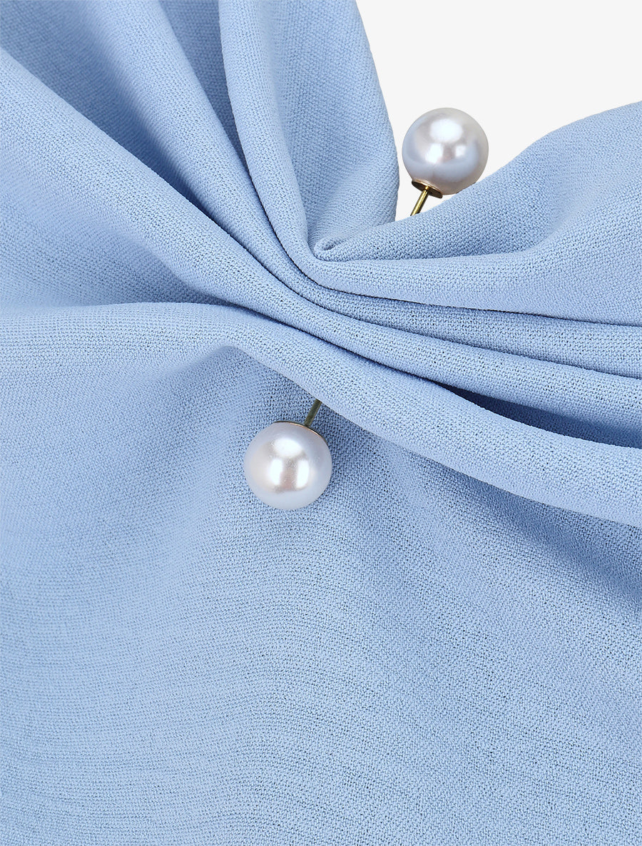 Top boule sans manches à col drapé - Bleu ciel - 3