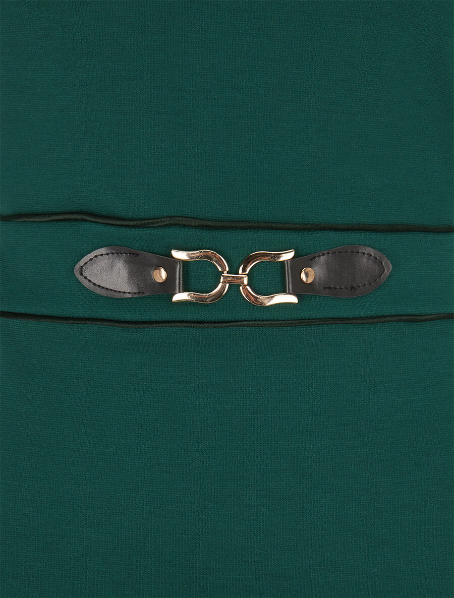 Robe moulante à boucle décorative - Vert sapin - 3