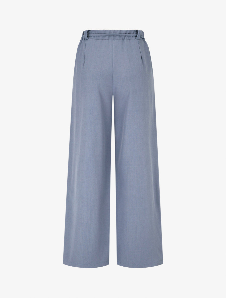 Pantalon droit taille haute à ceinture fleurie - Bleu clair - 2