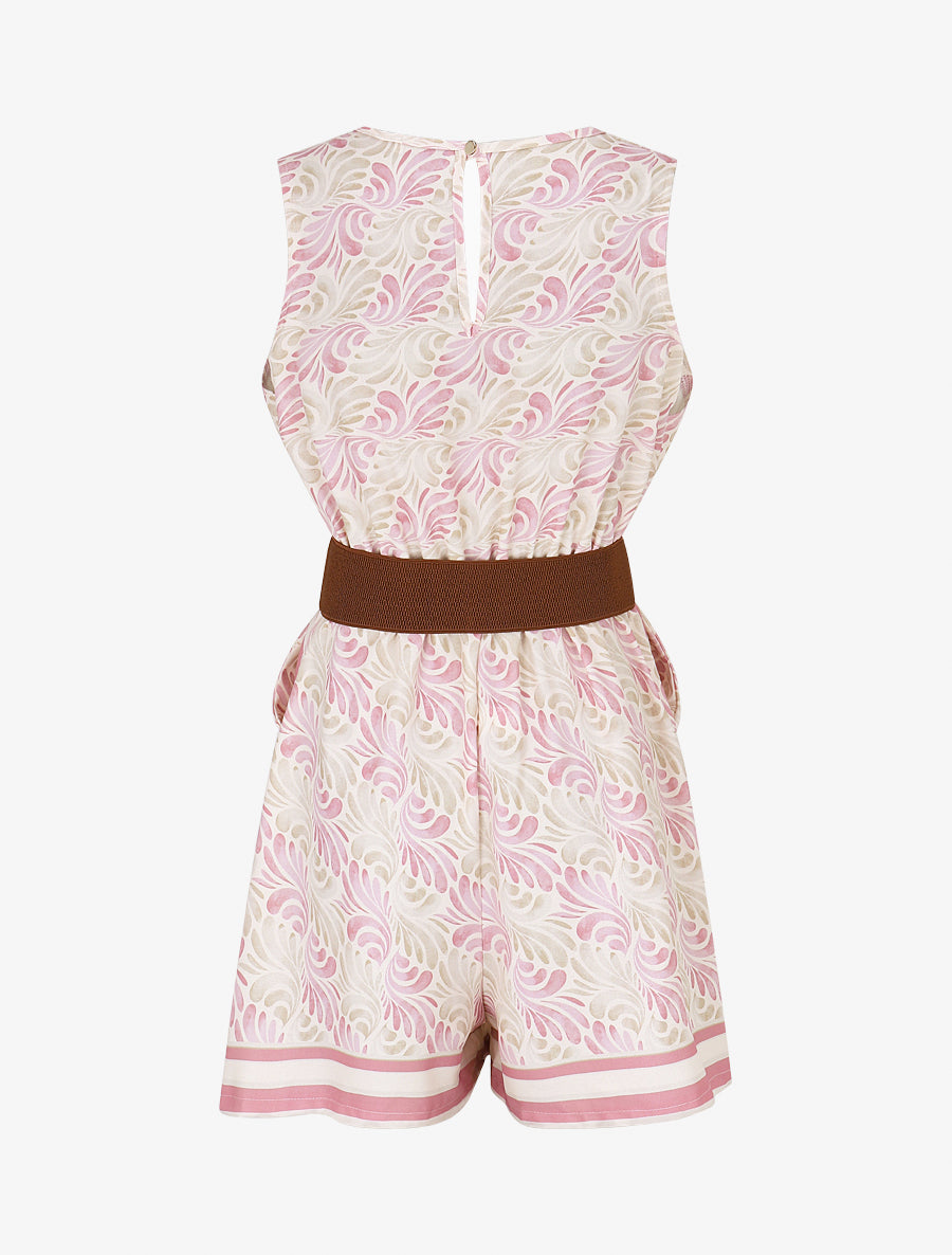 Combishort élastiqué à imprimé foulard - Rose - 2