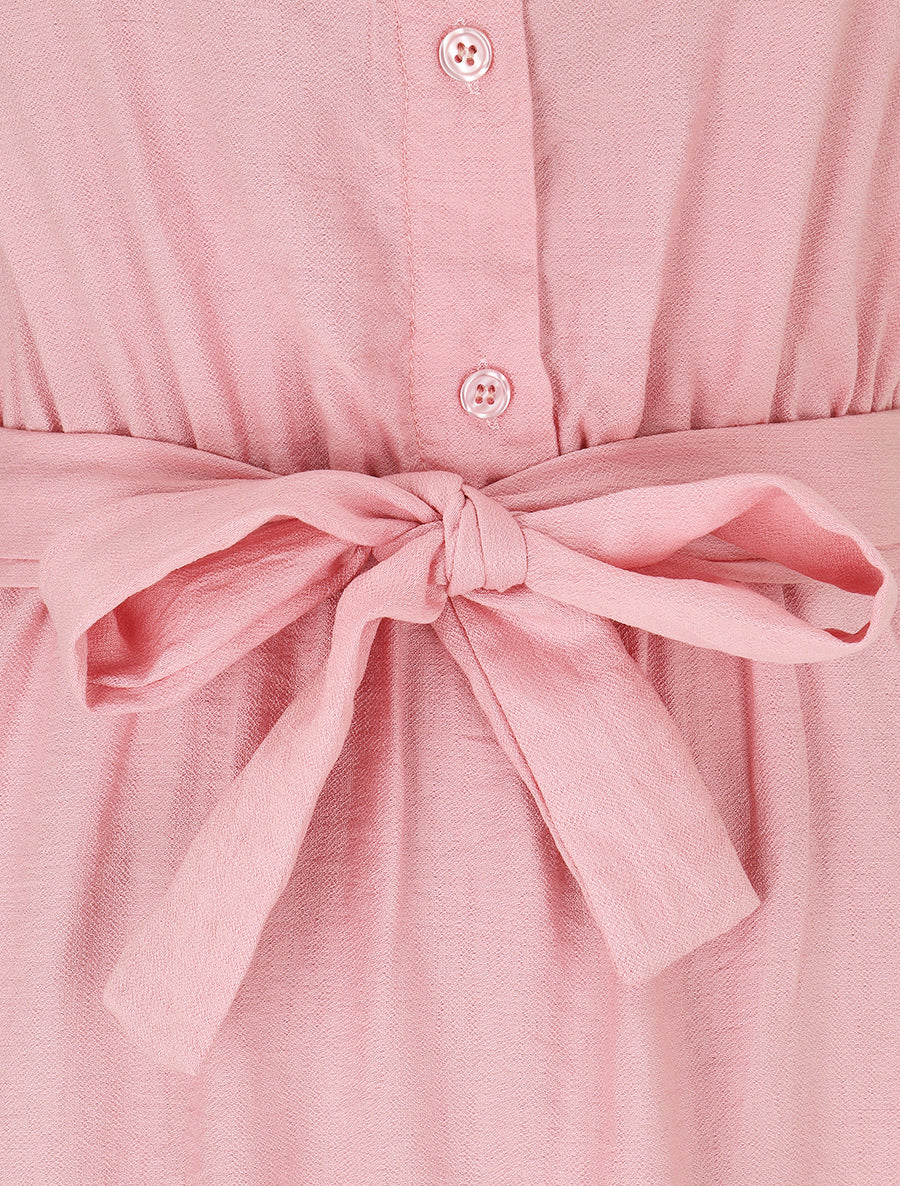 Robe mi-longue coupe évasée - Rose - 3