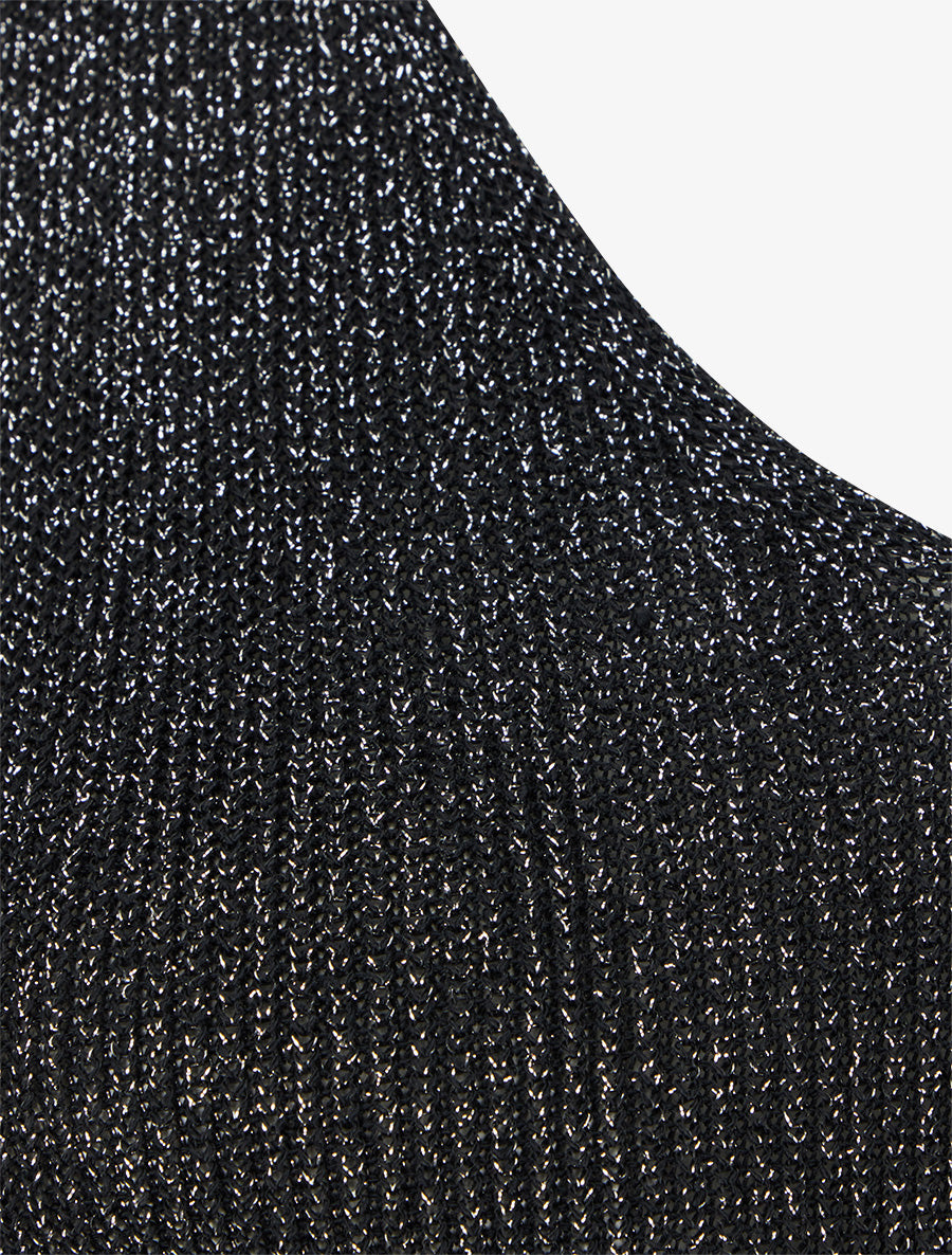 Débardeur uni en maille irisée à col V - Noir - 3
