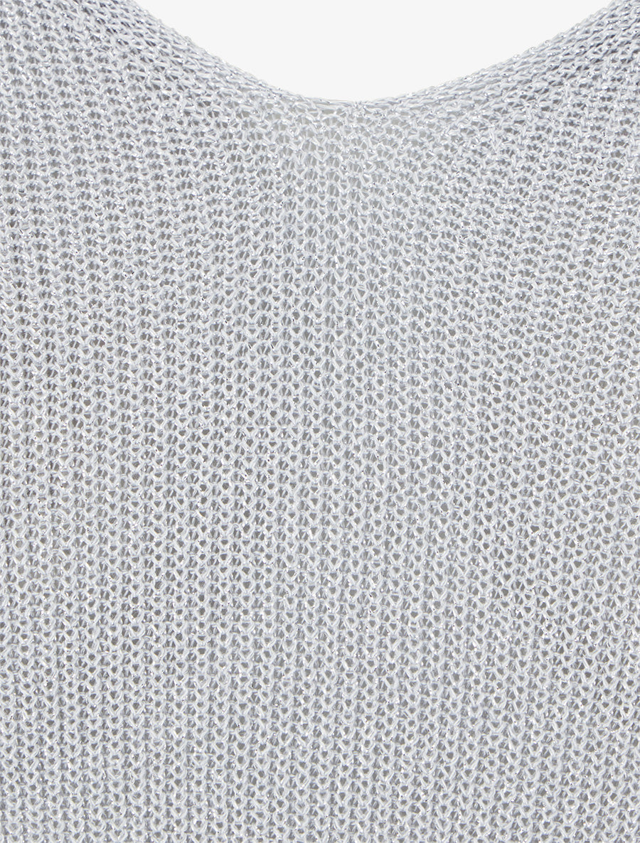 Débardeur uni en maille irisée à col V - Gris - 3