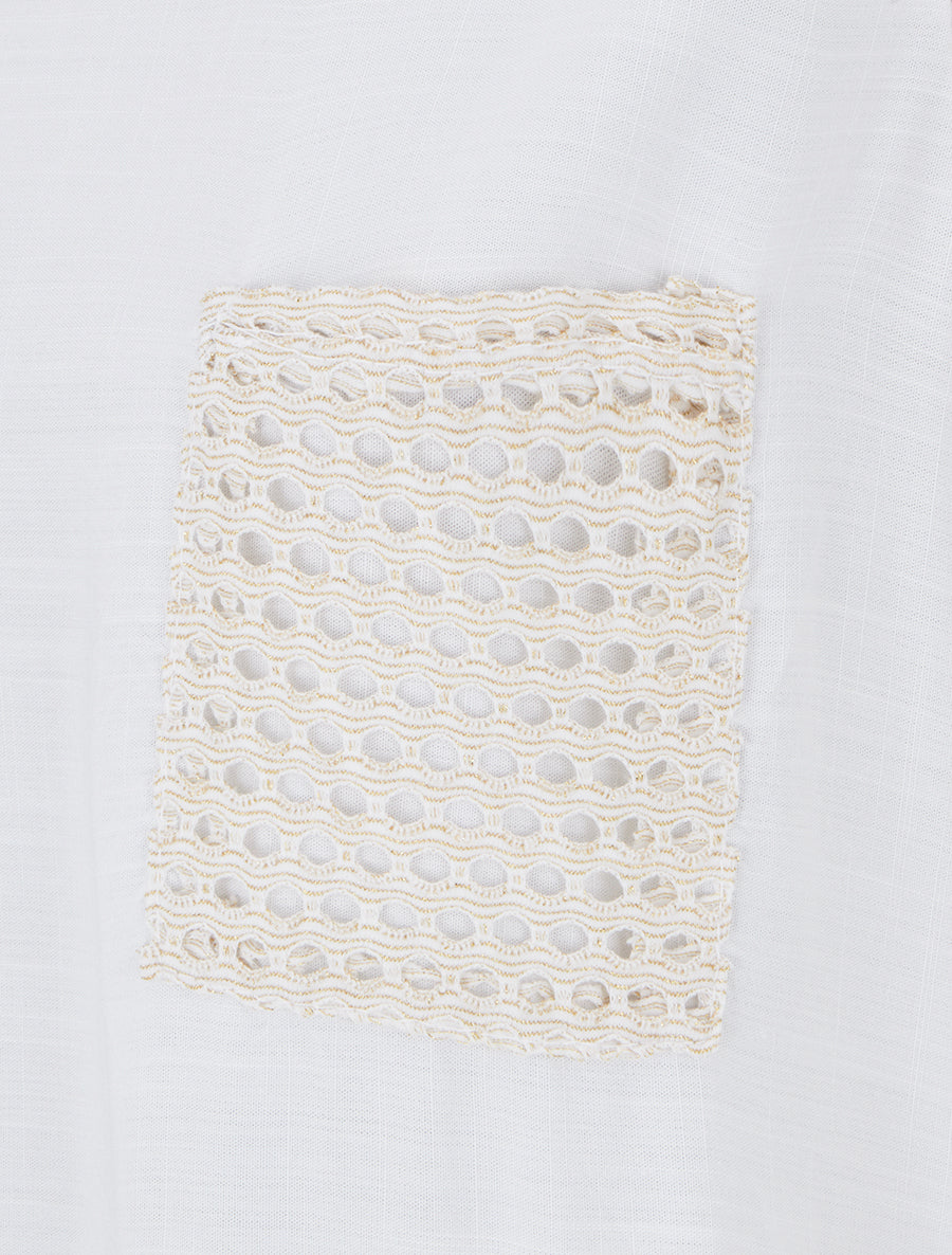 Top uni à poche brodée - Blanc - 3