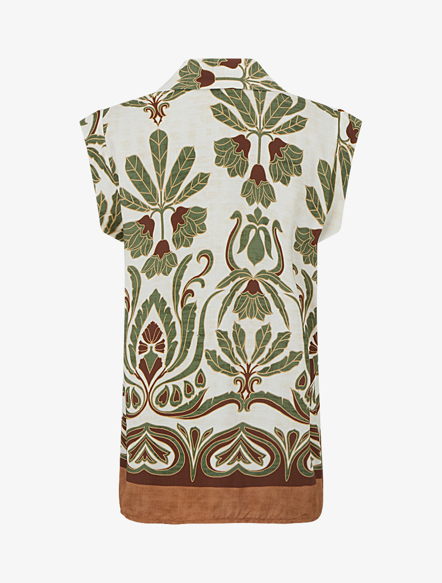 Chemise sans manches imprimé tropical - Kaki - 2