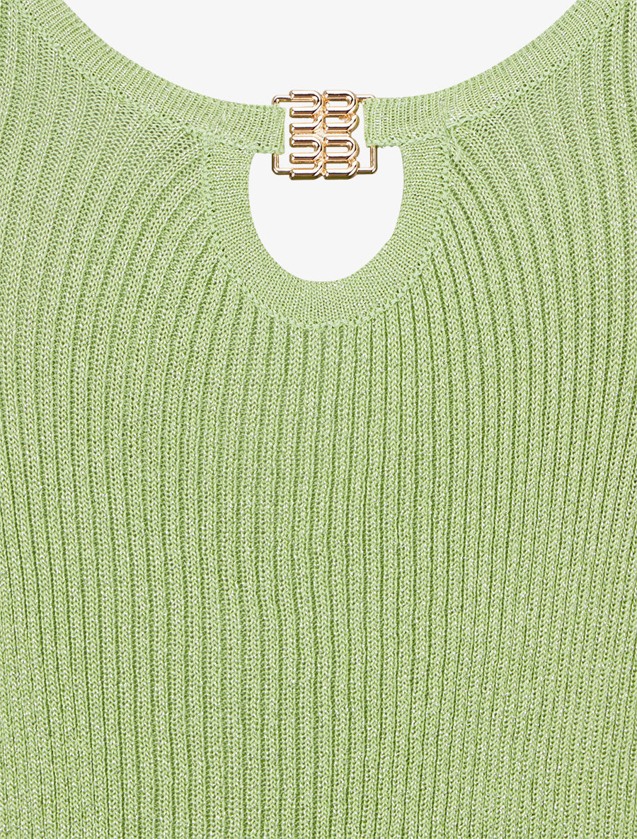 Débardeur irisé à col bijou - Vert pomme - 3