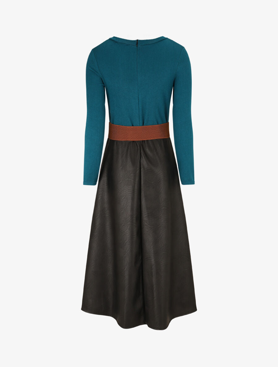 Robe patineuse bimatière - Bleu canard - 2