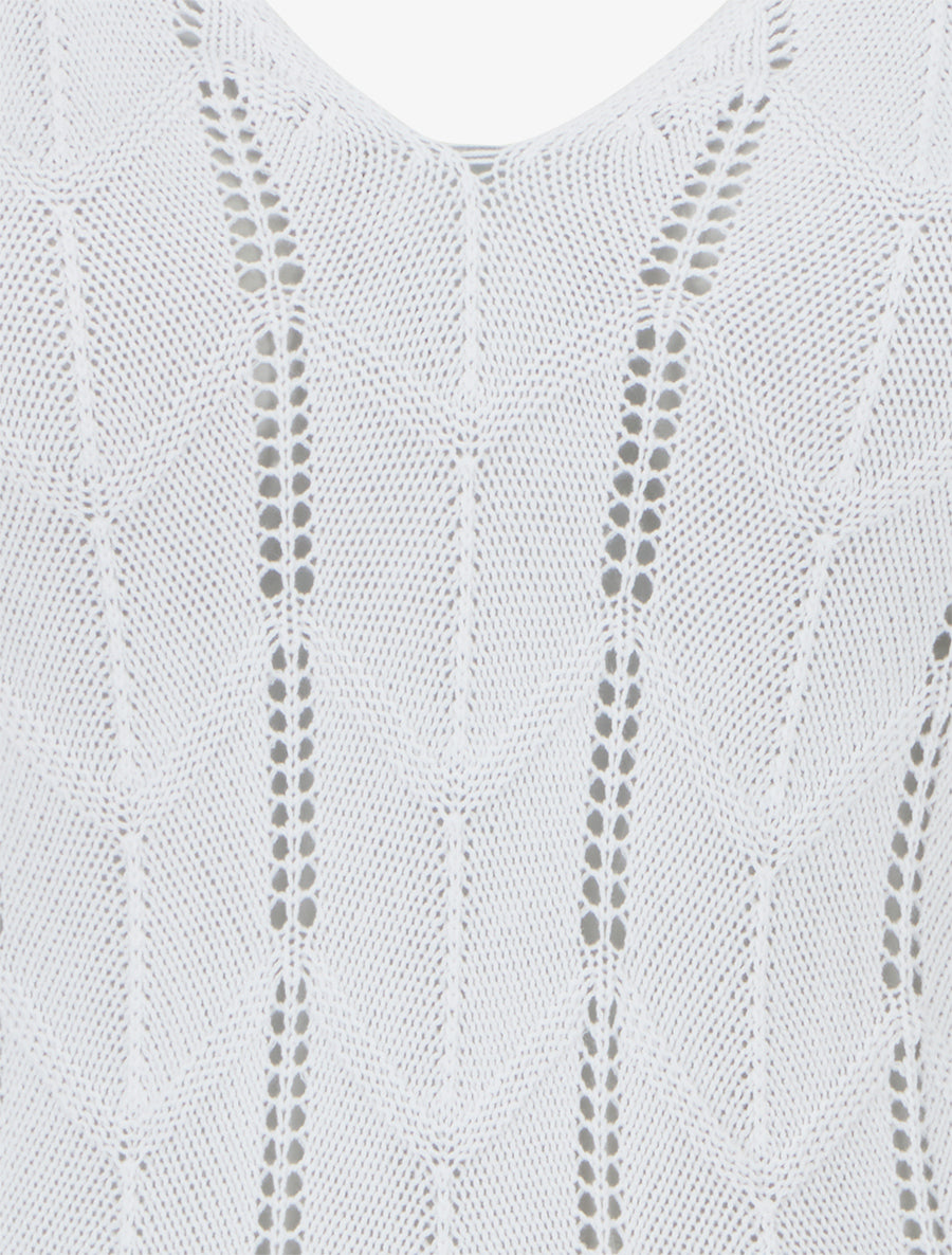 Débardeur à col V en maille fantaisie - Blanc - 3