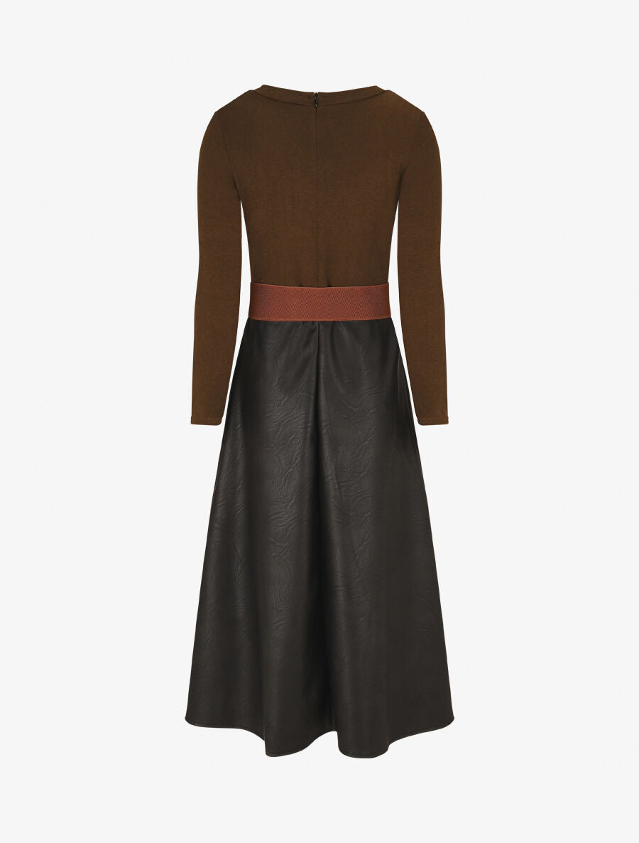 Robe patineuse bimatière - Marron - 2