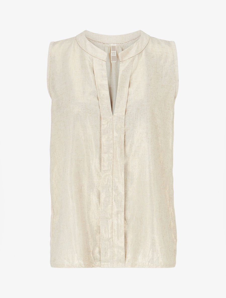 Top sans manches à rayures irisées - Beige - 1