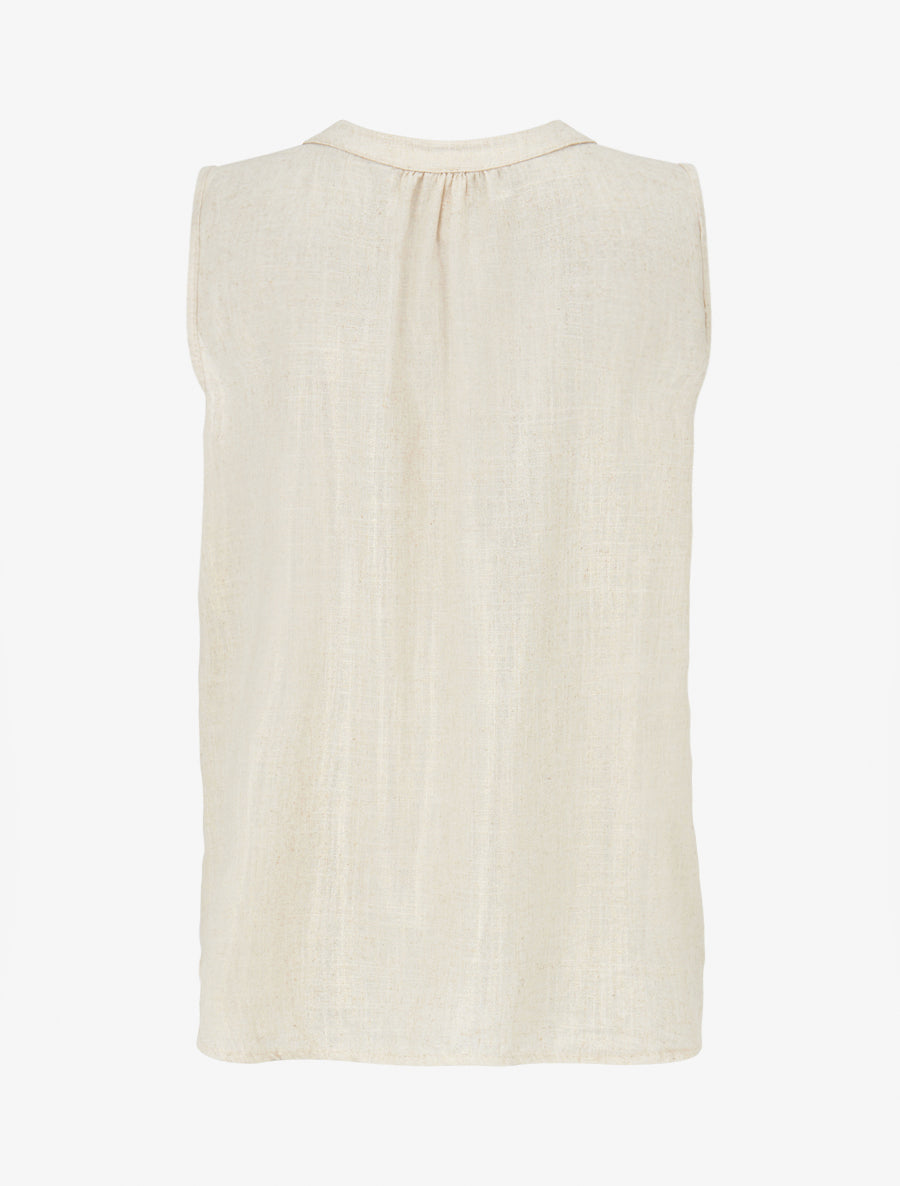 Top sans manches à rayures irisées - Beige - 2