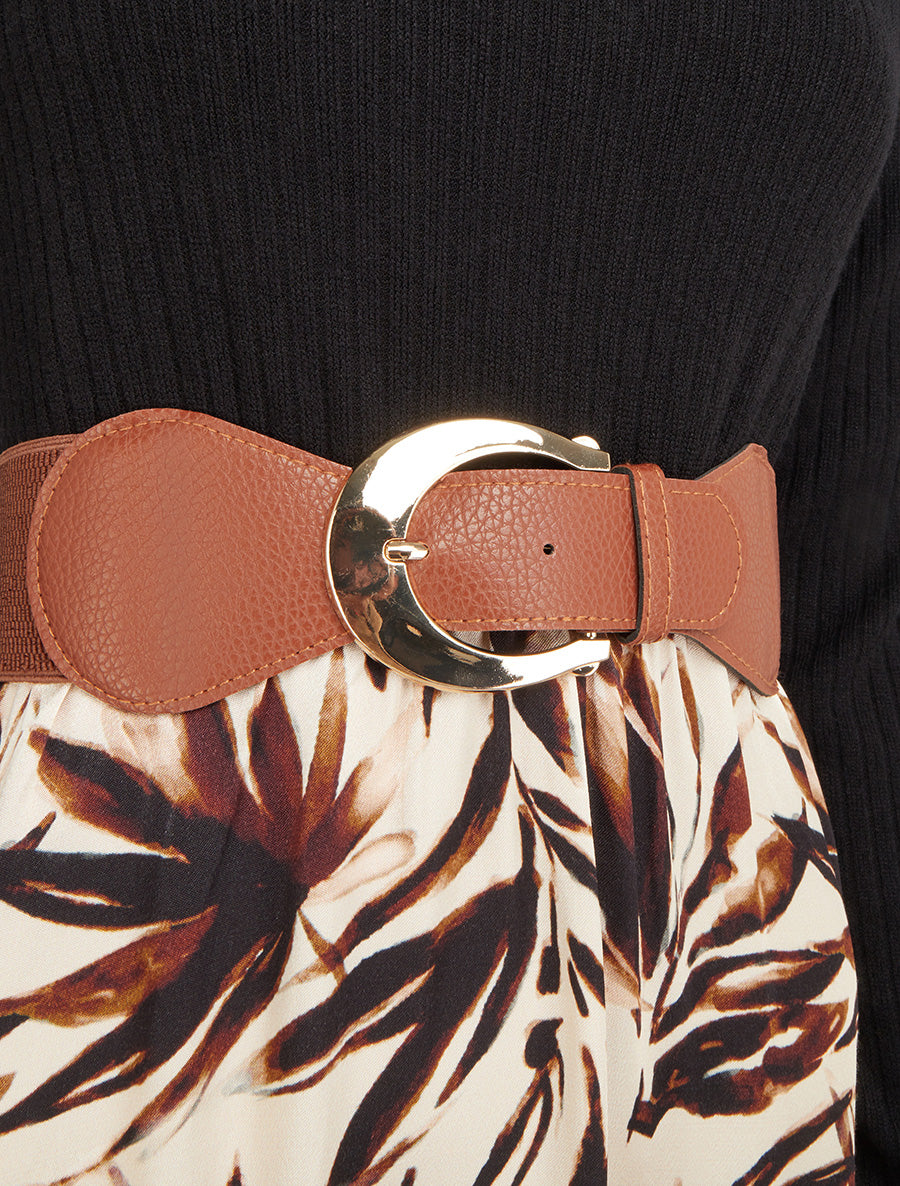 Robe évasée bi-matière imprimé feuilles - Beige - 3