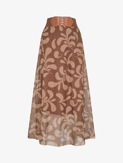 Jupe longue imprimé baroque - Marron - 1