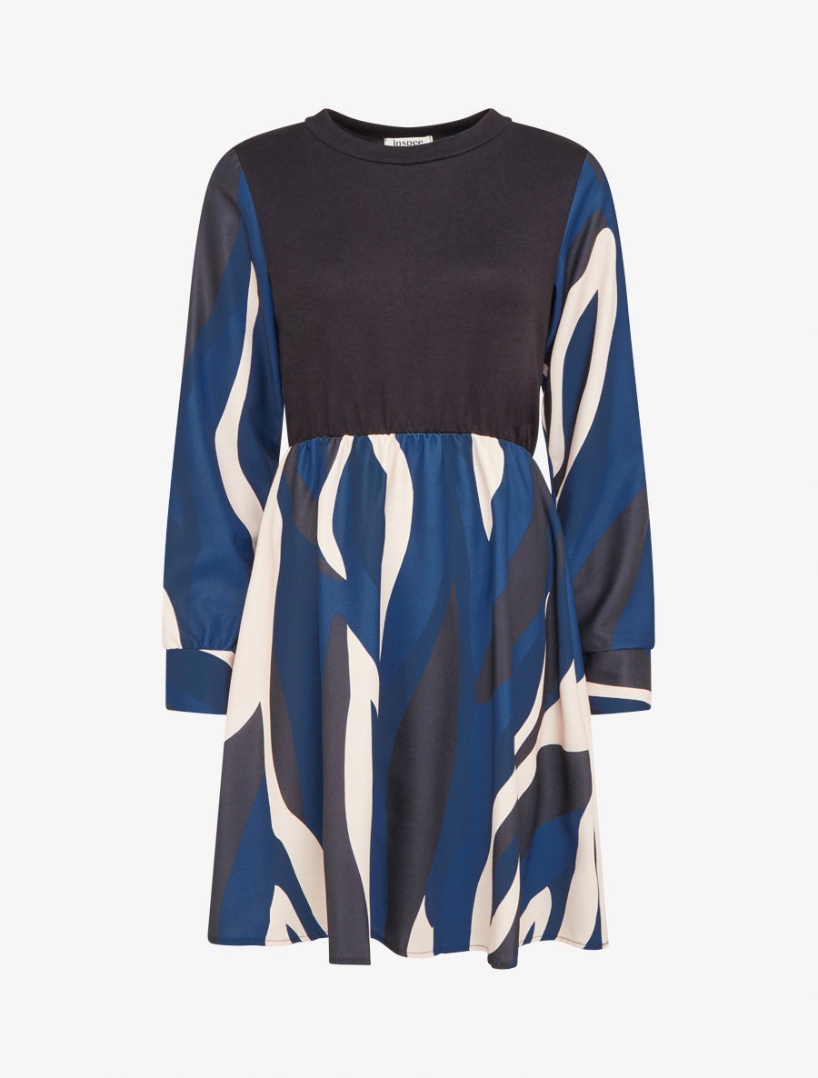 Knielanges Skaterkleid mit grafischem Druck - Marine