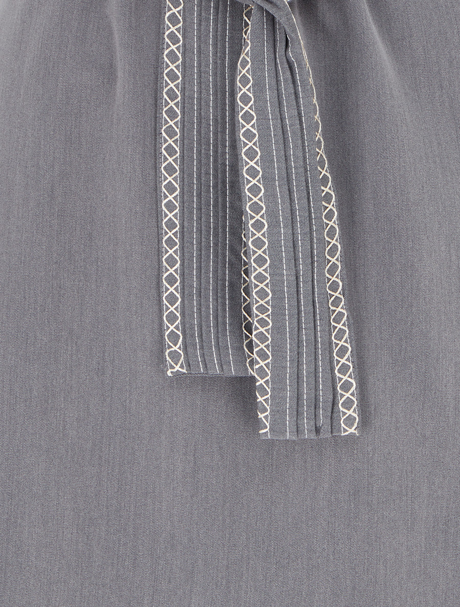 Jupe courte patineuse ceinturée - Gris foncé - 3