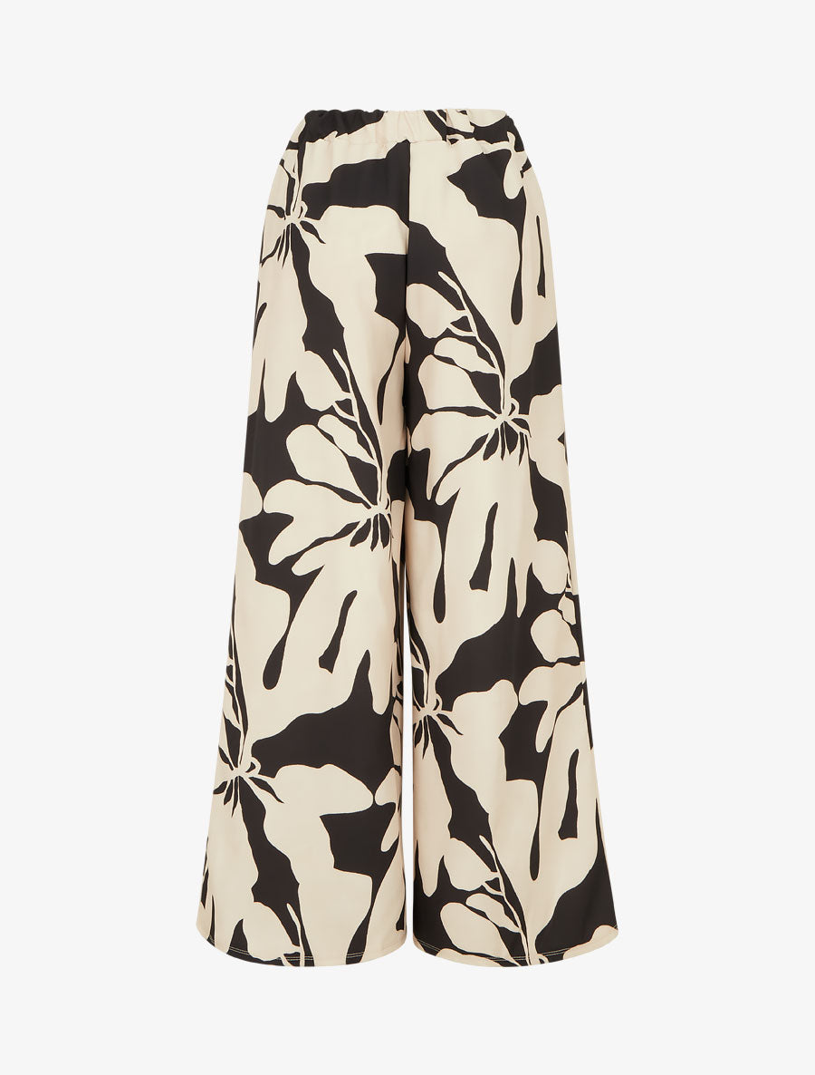 Pantalon ample et fluide imprimé grandes fleurs - Noir - 2
